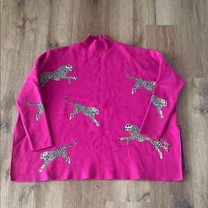 Entro Fuchsia Sweater with Leopard Design